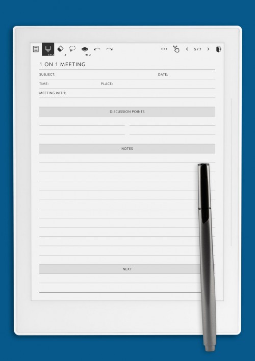 One-by-One Meeting Notes Template for Supernote