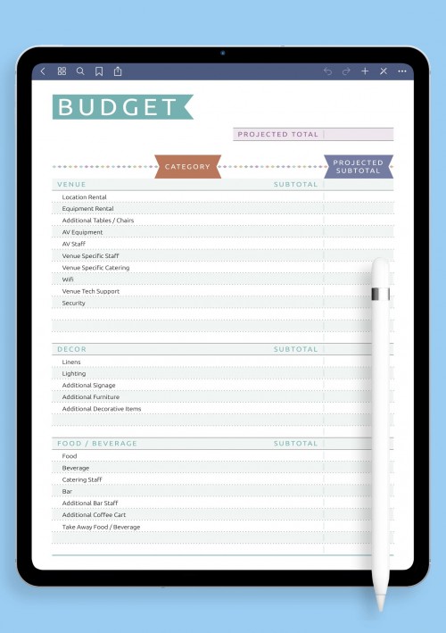 iPad Party Budget - Casual Style