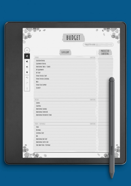 Kindle Scribe Party Budget - Floral Style