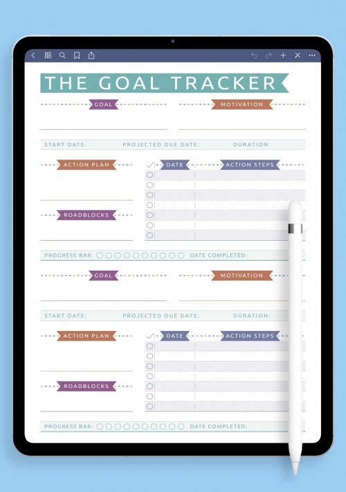 Notability Personal Goal Tracker - Casual Style