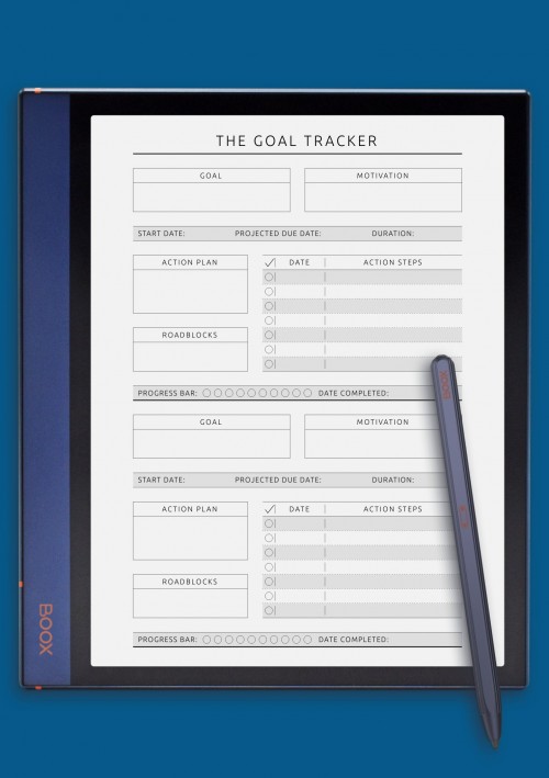 Personal Goal Tracker - Original Style Template for BOOX Note