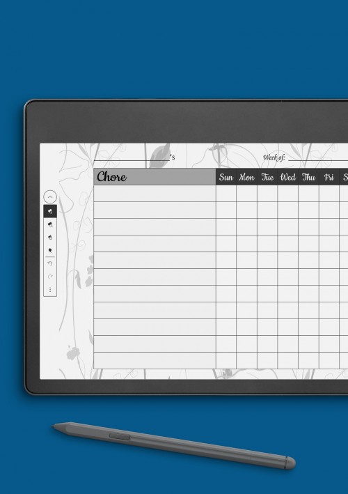 Amazon Kindle Personal Weekly Chore Chart Template