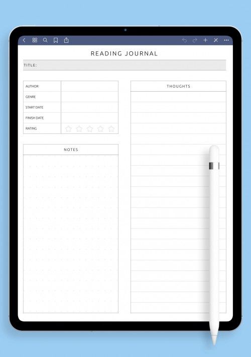 Reading Journal - Minimalist Style iPad