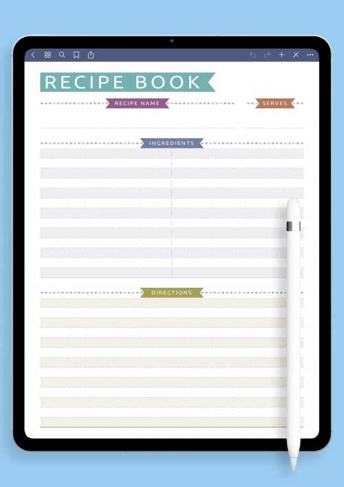 Recipe Book - Casual Style Template for iPad