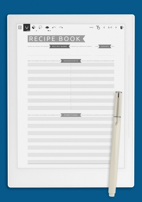 Supernote A6X Recipe Book - Casual Style