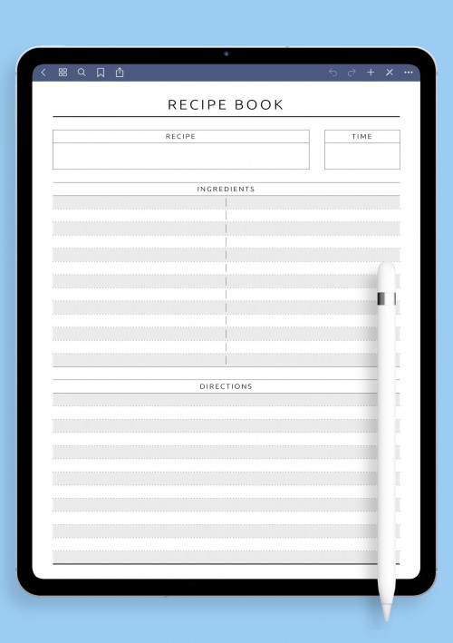 iPad Recipe Book Simple - Original Style 