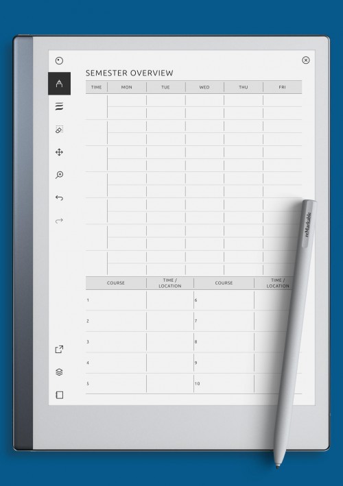 reMarkable Semester Overview One-Page Template