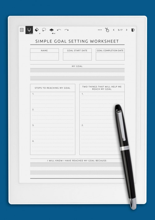 Supernote Simple Goal Setting Worksheet - Original Style Template