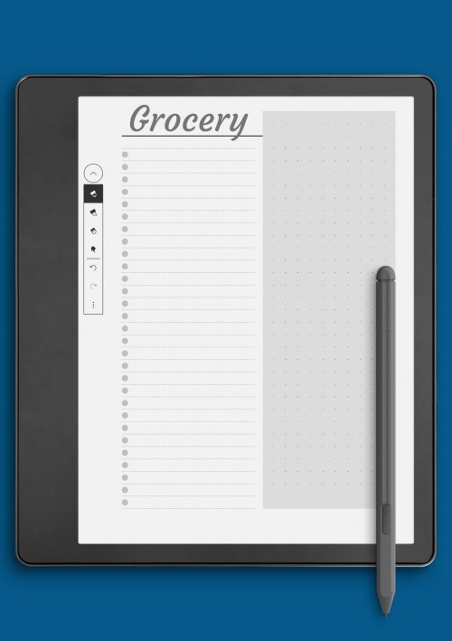 Simple grocery list template for Kindle Scribe