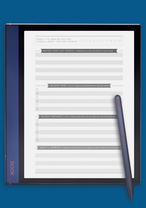 Simple Monthly Goal Review - Casual Style for BOOX Note