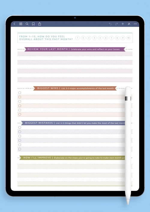 Notability Simple Monthly Goal Review - Casual Style