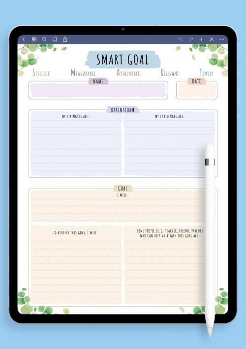 GoodNotes SMART Goal - Floral Style