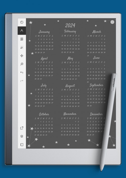 reMarkable Starry Sky Yearly Calendar