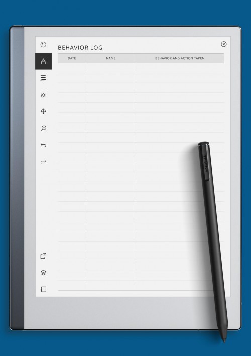 reMarkable Student Behavior Log Template