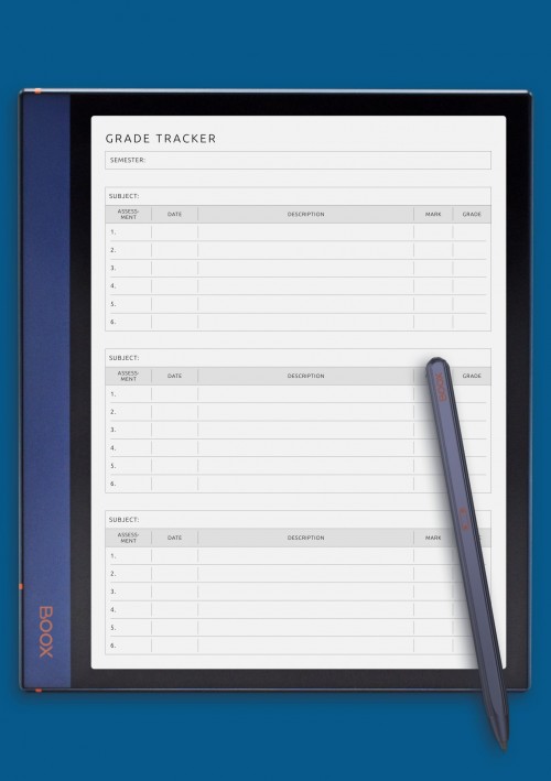 BOOX Note Air Student Grade Tracker Template