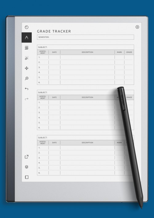 reMarkable Student Grade Tracker Template