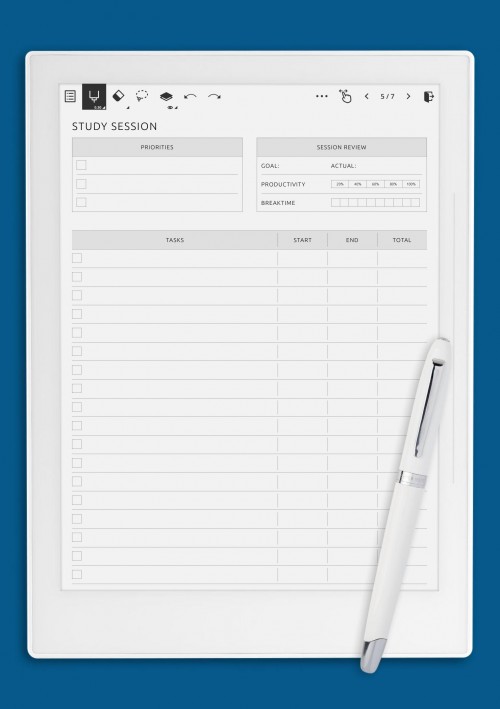 Supernote Study Session Template