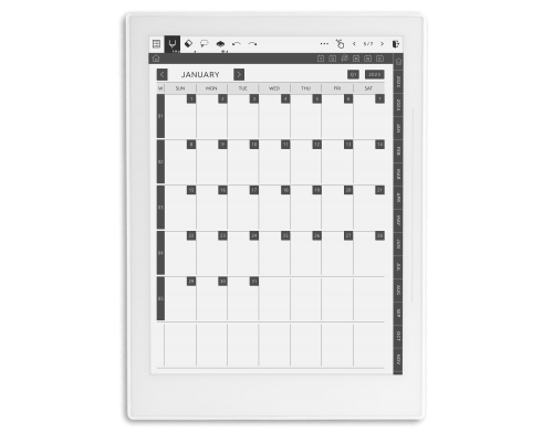 Supernote Monthly Calendar for 5 Years