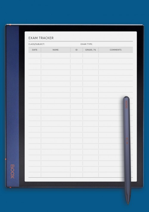 Teacher Exam Tracker: Detailed Student Performance template for BOOX Note