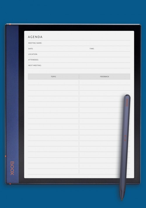 Team Meeting Notes Template for BOOX Note Air