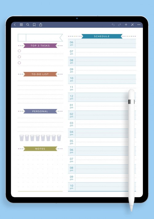 Undated Daily Planner - Casual Style for iPad
