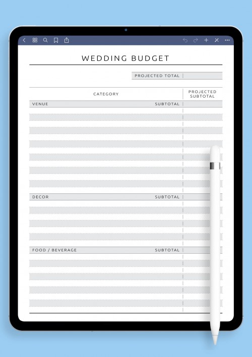 Notability Wedding Budget - Original