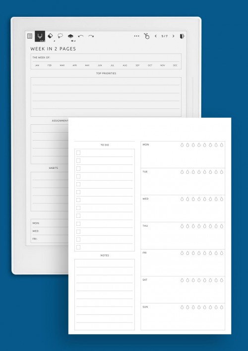 Week in 2 Pages Extended - Minimalist Style for Supernote A5X