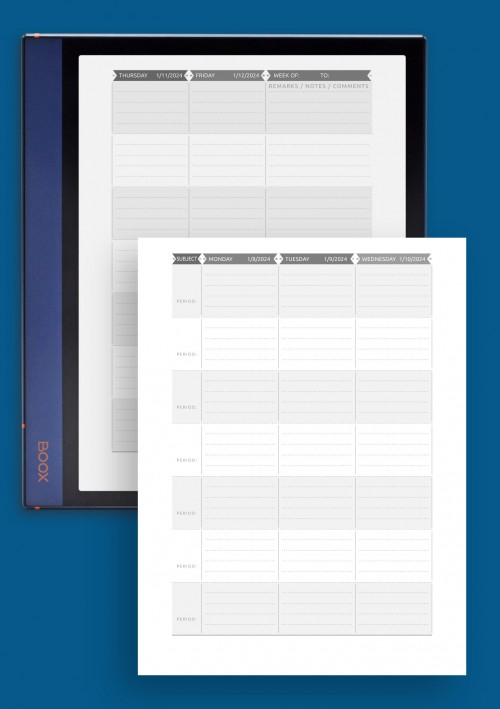 Week Lesson Plan - Casual Style Template for BOOX Note