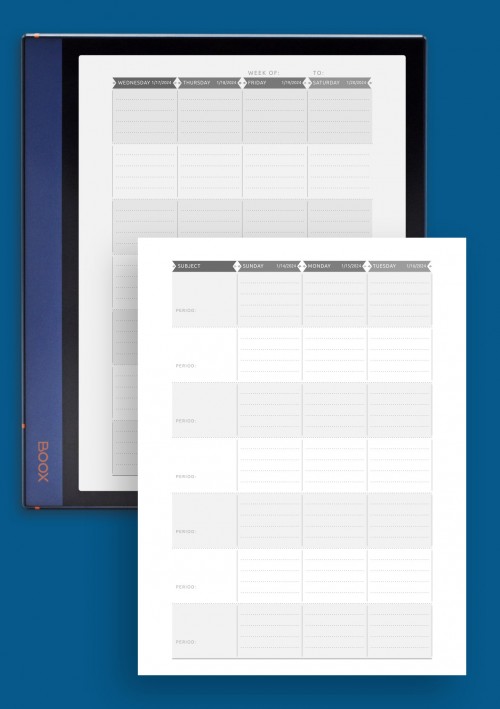 Week Lesson Plan - Casual Style - Full Week Template for BOOX Note
