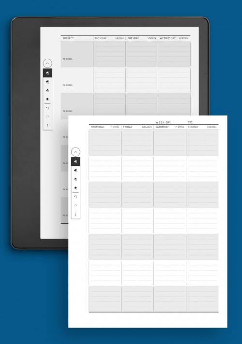 Week Lesson Plan - Original Style - Full Week Template for Kindle Scribe