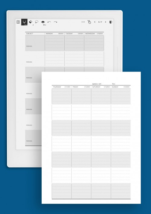Week Lesson Plan - Original Style - Full Week template for Supernote
