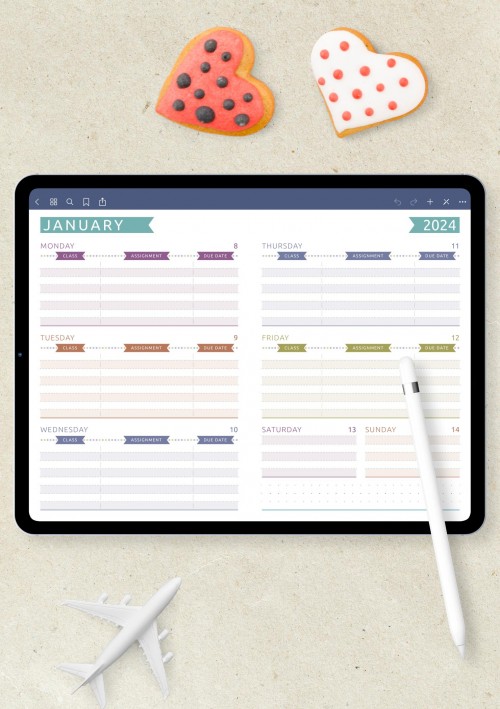 Week Schedule - Casual Style Template for iPad