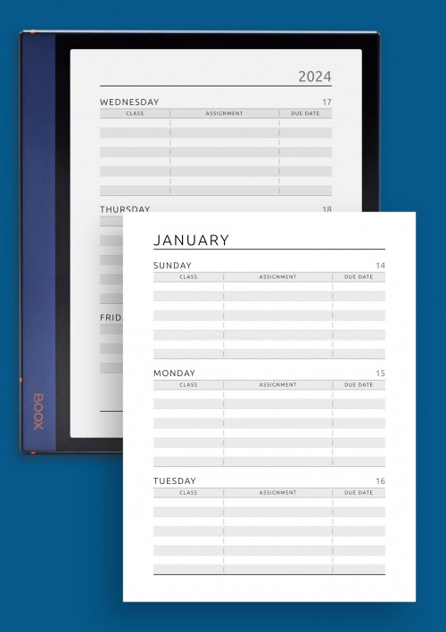 Week Schedule - Original Style Template for BOOX Note