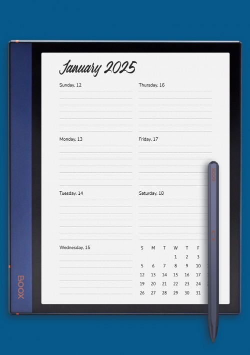 Weekly Calendar Template for BOOX Note