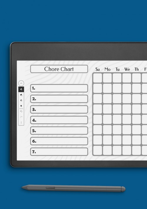 Amazon Kindle Weekly Chore Chart Template