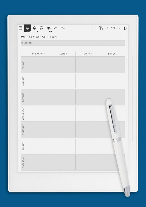 Weekly Meal Plan - Original Style Template for Supernote