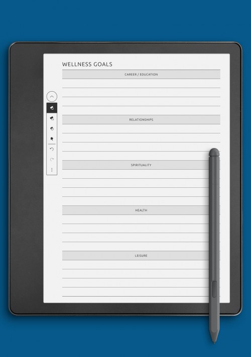 Wellness Goals Template for Kindle Scribe