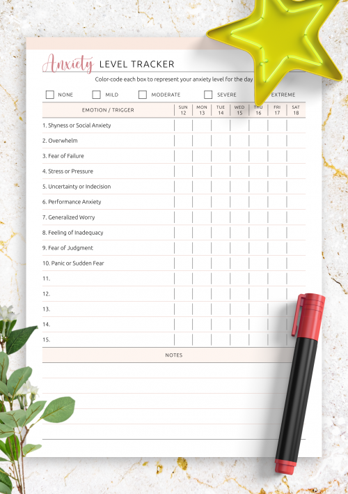 Anxiety Level Tracker template