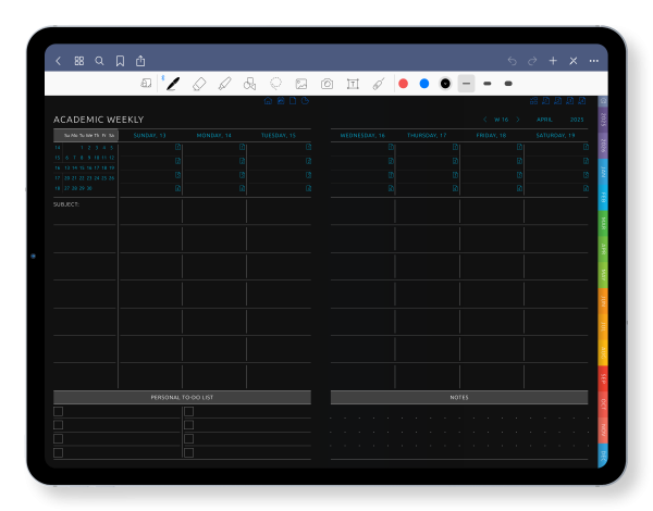 Digital Teacher Planner [Dark] for iPad and Android