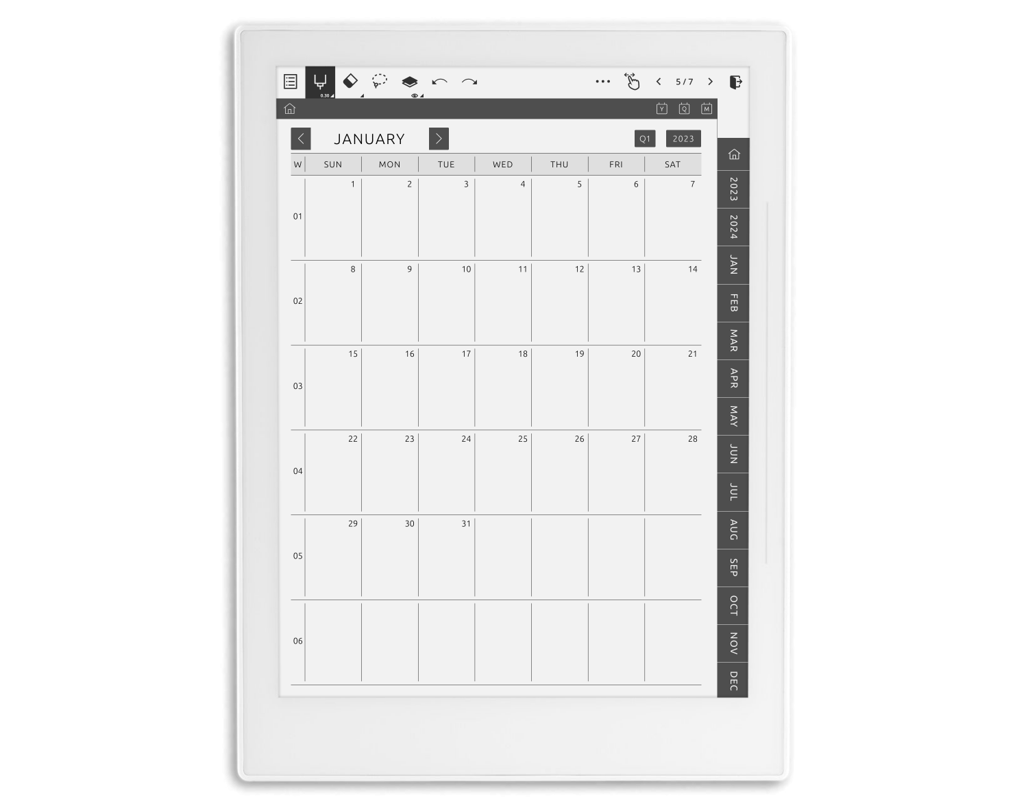 Supernote Monthly Calendar 2023 2024: Get Your Planner Template PDF